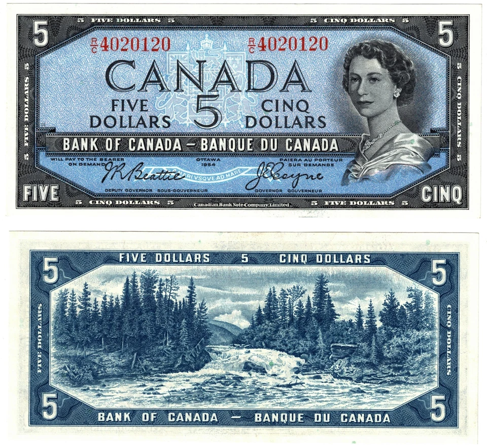 1954 Canada Bc-39a-i P77a 5 Dollar Banknote AU Beattie & Coyne - Image 1 of 1