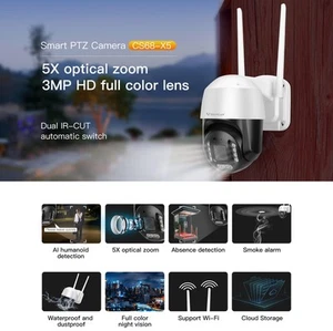 WIFI Smart Outdoor Smoke Alarm Full color night vision 5X Optical Zoom IP Camera - Picture 1 of 11