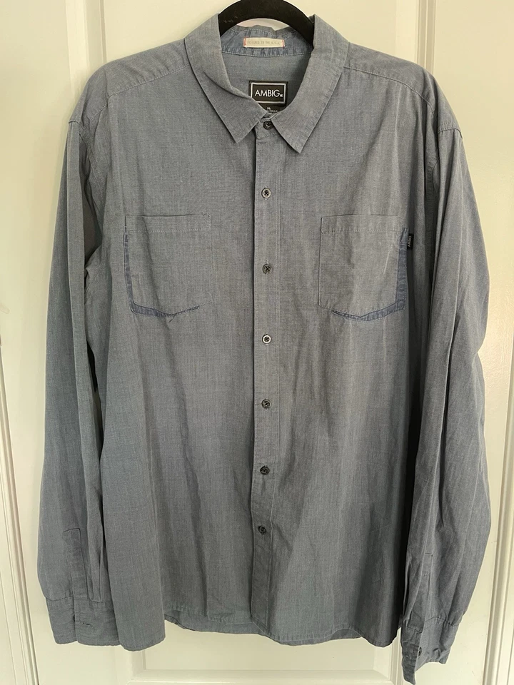Ambiguous Men’s long Sleeve Button Down Shirt , XL, Blue - Image 1 of 4