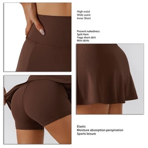 Hot Yoga Short Skirt Tennis Skirts Sports Running Skirts Split Hem Sports Skirt - Picture 1 of 7