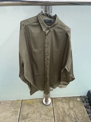 ASOS DESIGN baggy satin shirt in khakhi size slim M - Image 1 of 4