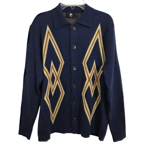 Cárdigan Suéter Cuello Lana Merino Fila Diamante Mediano Para Hombre Único Hecho en Italia - Imagen 1 de 8