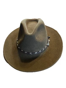 VTG Broner Army Green 100% Wool Central Park Fedora Mens Sz L - Picture 1 of 6