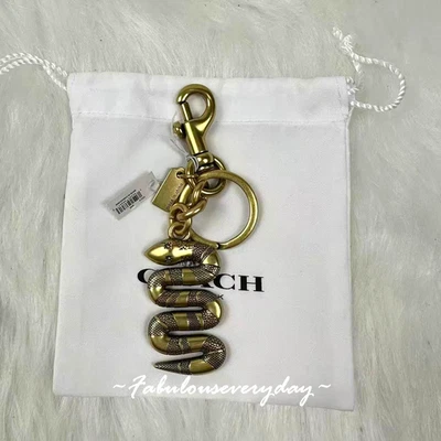 Coach Lunar New Year Snake Bag Charm In Brass With Key Ring CZ212 +Dust Bag NWT - Image 1 of 4