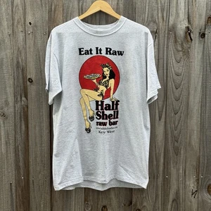 Half Shell Raw Bar Key West EAT IT RAW Tee Large EUC - Picture 1 of 3