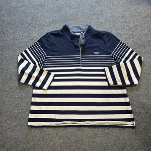 LL Bean Top Womens Size 3X Blue White Rugby Stripe Cotton Polo Capsule Casual - Picture 1 of 11