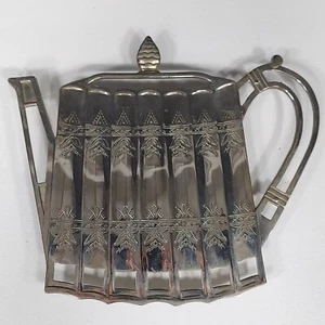 Godinger Silver Plate 1992 Teapot Trivet Hot Plate 8.5" x 7.5" Vintage - Picture 1 of 6