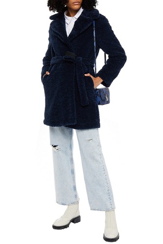 RRP€651 LOVE MOSCHINO Sherpa Teddy Coat IT40 US4 UK8 S con cintura Made in Italy