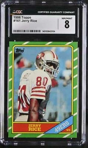 1986 Topps #161 Jerry Rice 8 NM/MINT RC ROOKIE 49ERS 739 - Bild 1 von 2