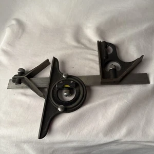 Vintage Sears Craftsman USA 12” Combination Square Protractor CNTR HD 4 Pc - Picture 1 of 11