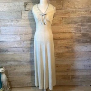 Vintage Joyce Palmer women’s  cream shimmery maxi formal dress - Picture 1 of 10