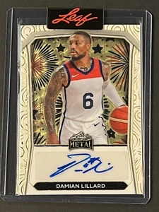 2024 Leaf Independence Day Team USA Damian Lillard Auto Gold Superfractor #d 1/1 - Picture 1 of 3
