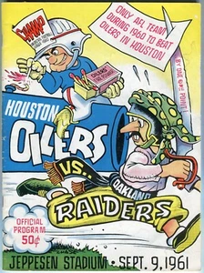 1961 Oakland Raiders @ Houston Oilers 9/9/61 AFL Program Chase  Very Nice! - Picture 1 of 10