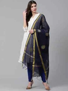 Bufanda de seda Chanderi india bordada Dupatta para mujer ropa informal - Imagen 1 de 1