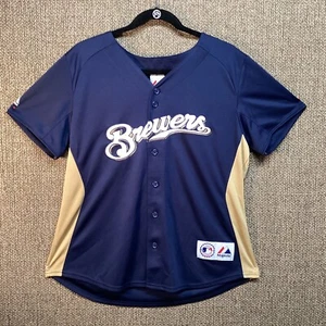 Milwaukee Brewers Jersey Shirt Blue Ryan Braun 8 Majestic Sz XL - Picture 1 of 6