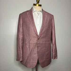 Jos A Bank Men's 42R Sport Coat Blazer Jacket Pink Linen Wool 2-Button - Picture 1 of 11