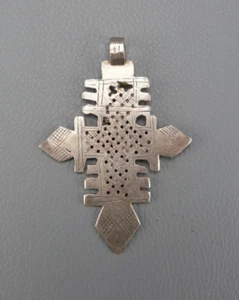 Superbe ancien croix Berbère traditionnel en argent plaqué, Afrique 1900's. - Bild 1 von 5