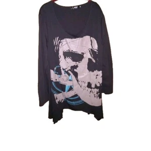 Skull Tunic Top 3X Grunge Steampunk Whimsigoth Dark Punk Y2K - Imagen 1 de 5