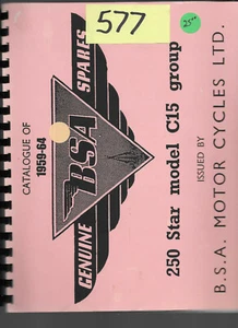 BSA 1959/64 250cc Star Model C15 Parts Catalogue #577 - Picture 1 of 1