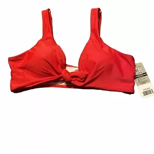 Shekini Front Tie Knot Bikini Top Red Size Small Swimwear Beach Removable Pads - Picture 1 of 7