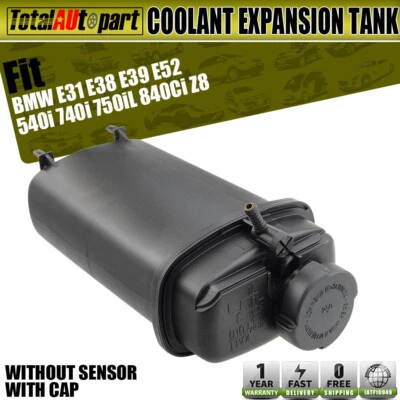 Coolant Expansion Tank with Cap for BMW E31 E38 E39 E52 540i 740i 750iL 840Ci Z8 - Image 1 of 4