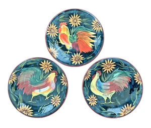 Susan Winget zertifiziert international 8" Sonnenaufgang Hahn Salatteller 3er Set - Bild 1 von 9