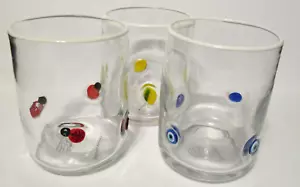 Set of 3 Anthropologie Icon Juice Glasses Evil Eye Lady Bug Lemon - Picture 1 of 8