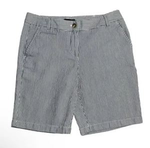Talbots Seersucker Shorts Womens Size 8 P Cotton 8.5" Inseam Blue & White Stripe - Picture 1 of 9