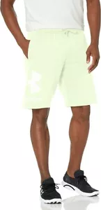 Under Armour UA Rival Fleece Big Logo Gym Shorts Mens M Neon Green Yellow NEW - Picture 1 of 10