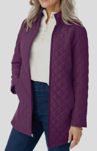 BLAIR ZIP FRONT DIAMOND QUILTED INSULATED JACKET COAT WMN PLUS 3X 3XL NEW IN PKG - Picture 1 of 5
