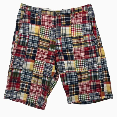Vintage GAP Y2K Rugged Short Bermuda Madras Patchwork Plaid Mens 38x12 Beach - Image 1 of 4