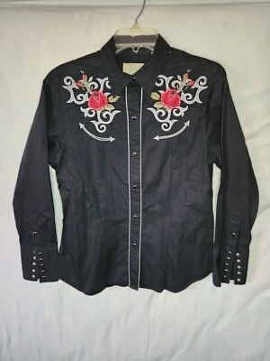 Camisa Rockabilly vintage ROPER Western Pearl bordada a presión para mujer talla LG Foto 1 de 4