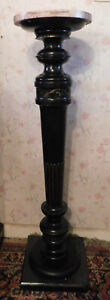 Marble Top Fern/Lamp Stand~Ebony with Gold Etching