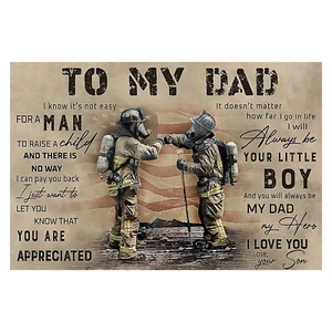 Póster de bombero a mi padre de tu hijo sin marco, impresión artística en pared, mejor regalo - Imagen 1 de 5