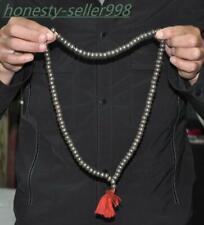 15.6"Tibet Meteorite iron Tiantie Om Mani Padme Hum Buddha beads amulet necklace
