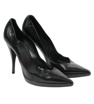 Pierre Hardy  Platform Pumps Size US 9 EU 39 Black Crinkled Leather 120mm Heels - Image 1 of 4