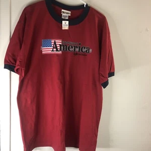 *VINTAGE* Disney World EPCOT World Showcase USA Herren Rot Ringer Shirt XL Neu mit Etikett - Bild 1 von 8