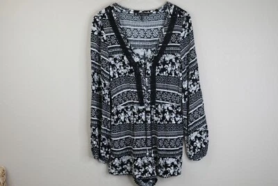 Jersey House Of Harlow Mujer XS Negro Blanco Boho Beachy Vibe Core Foto 1 de 4