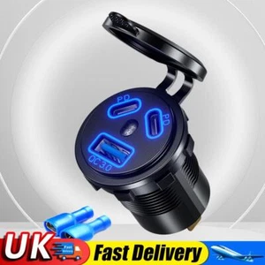 45W USB Charger Socket Dual PD Type-C Car USB Charger for Car Marine Motorcycle - Photo 1 sur 18