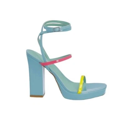 NUEVO CON ETIQUETAS Sandalia Marc Fisher Acres Tacón Plataforma Retro Tobillo Envolvente Corbata Talla 9.5 Foto 1 de 4