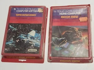Vtg 2 1980s TI Texas Instruments Game Cartridges Super Demon Attack, Moon Mine - Picture 1 of 4