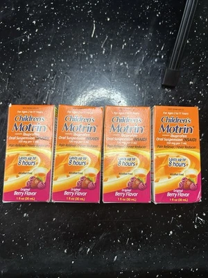 (4) Children's Motrin Liquid Original Berry Fever Pain Reducer 1 oz.ea.Travel - Image 1 of 4