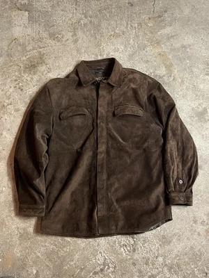 Vintage Claiborne Men’s Brown Sz Large Blazer Jacket Suede Chest Pockets Button  - Image 1 of 4