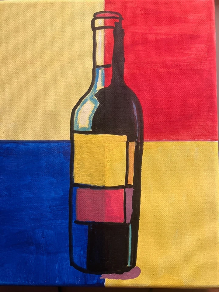 Original Innovative Acrylic Painting Expressionism 1903 Vintage Wine 8"x10" - Image 1 of 3