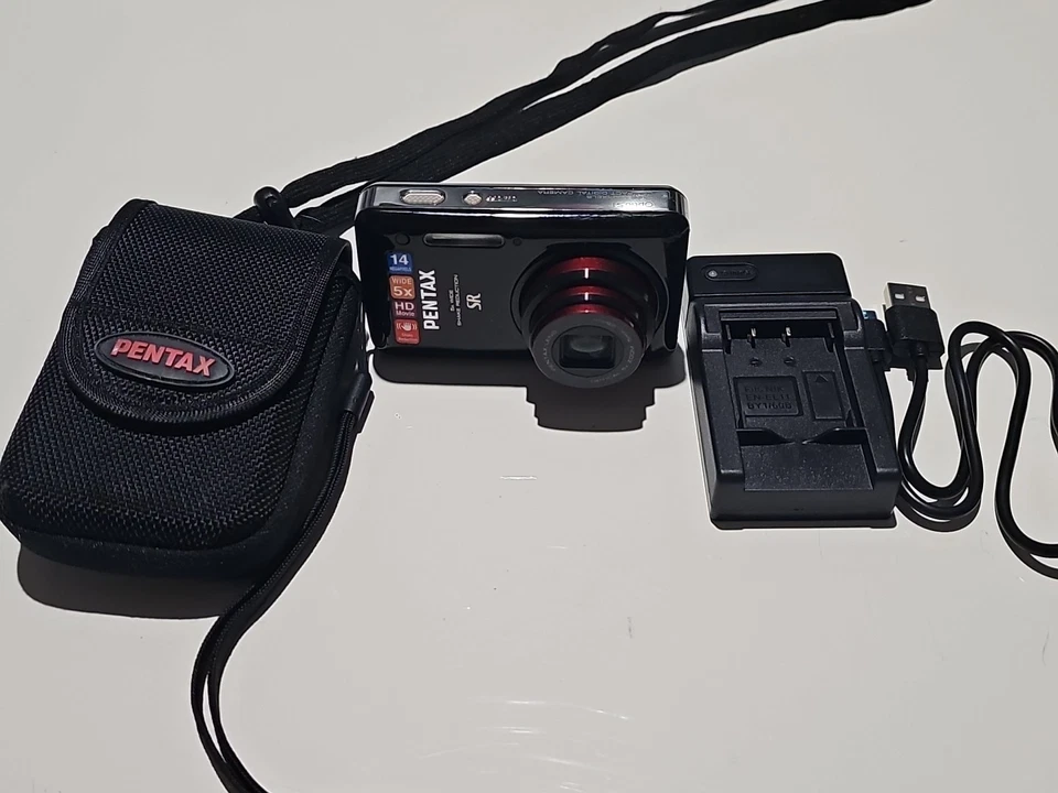 Pentax Digital Camera Optio S1 14MP 5X Wide, HD Shake Reduct. Black Tested - Image 1 of 4