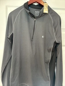 American Eagle Outfitters grau/schwarz halber Reißverschluss Performance neu mit Etikett Herren Small - Bild 1 von 9