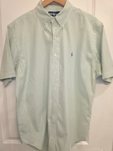 Ralph Lauren Mens Classic Fit Short Sleeve Shirt Size L Green Gingham Check - Picture 1 of 8