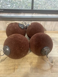 Pottery Barn Flocked Velvet Large Felt Bordeaux Ornaments; Set Of 4 - Picture 1 of 5