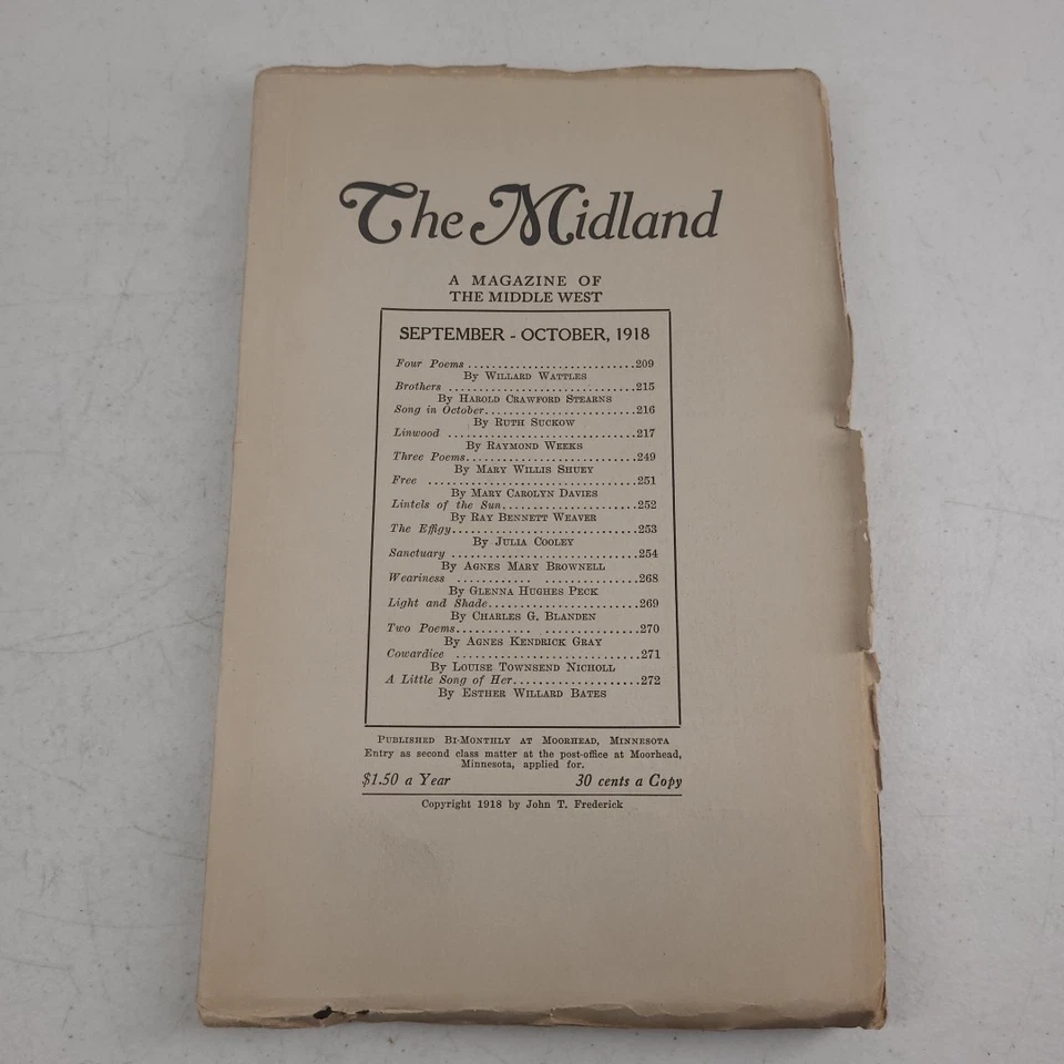 The Midland Magazine Of The Middle September October 1918 Willard Wattles Weeks - Image 1 of 4