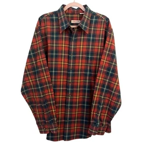 Camisa de franela Culwell & Son de colección para hombre XL lana algodón naranja azul marino a cuadros abotonada - Imagen 1 de 13